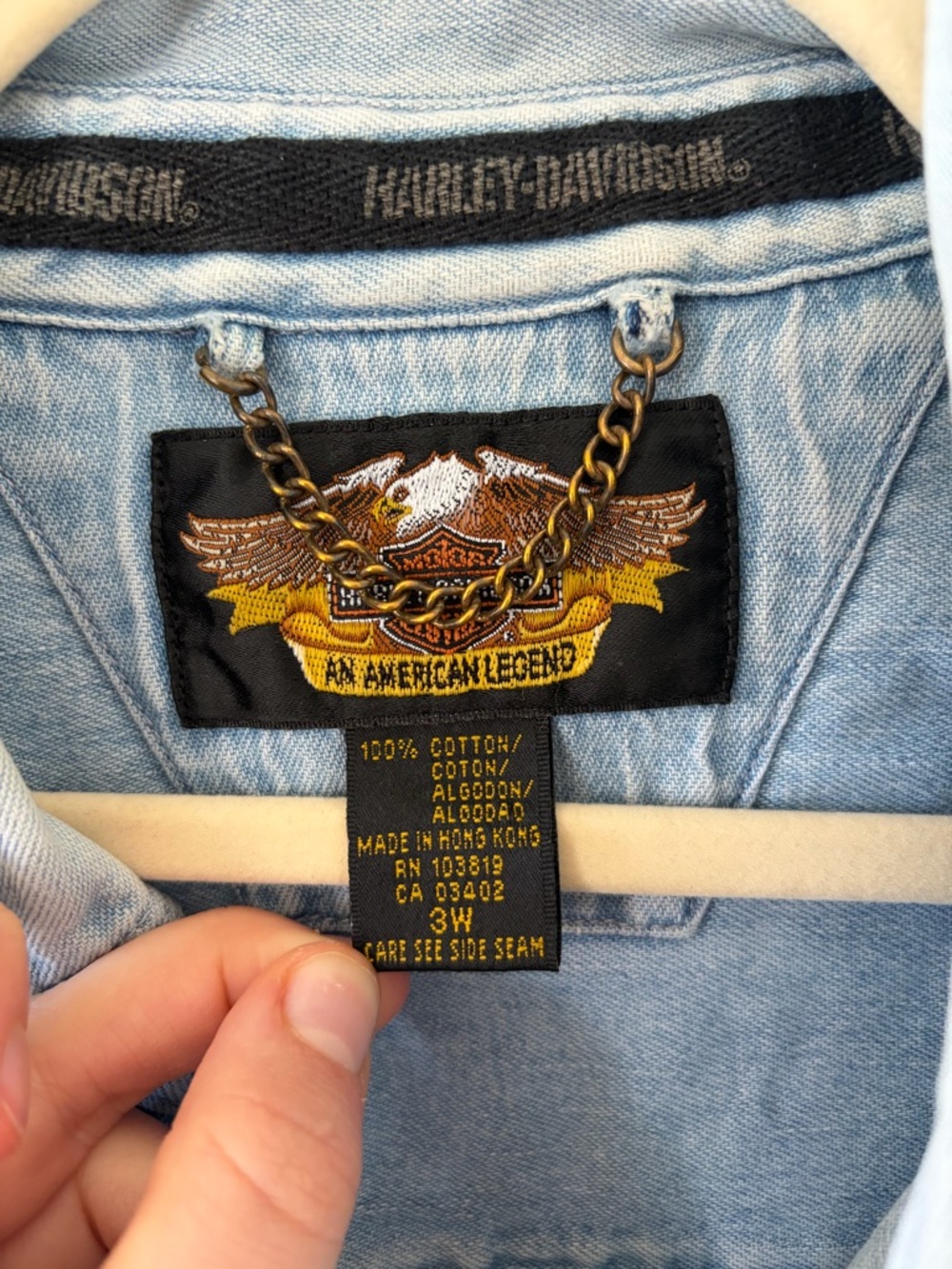 Harley-Davidson Light Blue Women's Denim Jacket with Script Logo - Picture 5 of 6